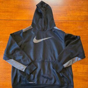 Nike Hoodie Youth XL Gray Therma-FIT Full Zip Fleece Swoosh Logo Sweatshirt
